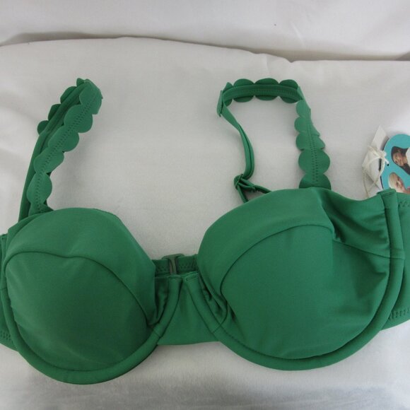 Rhode Bikini 2 Pc Bikini Demitasse Green Scalloped Summer Size Large 12-14 NWT - Picture 6 of 15